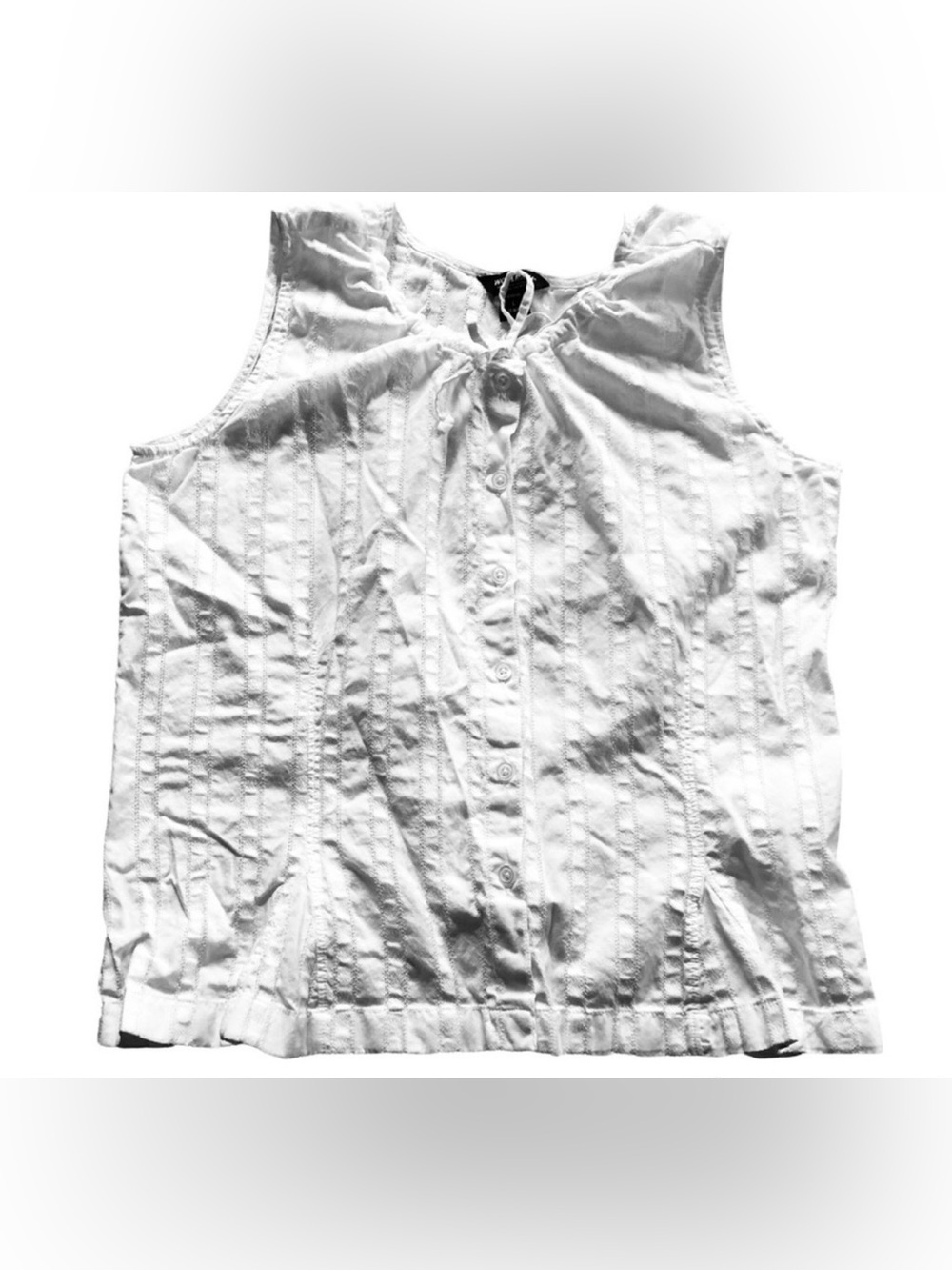Woolrich Top Blouse Size Large White Sleeveless Cotton Tie Front And Back Lace